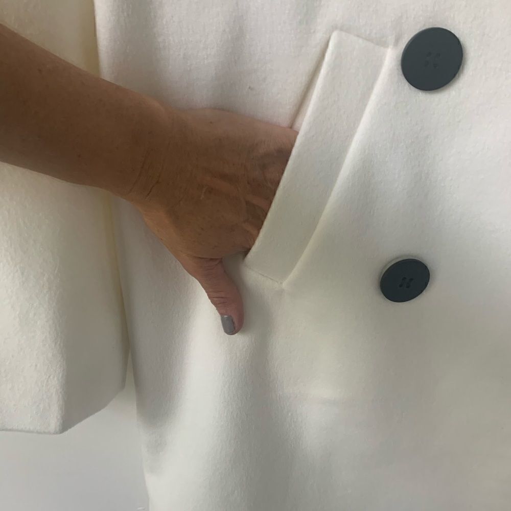 NWT ASOS Ecru Double-breasted Poly Coat - Picture 3 of 12